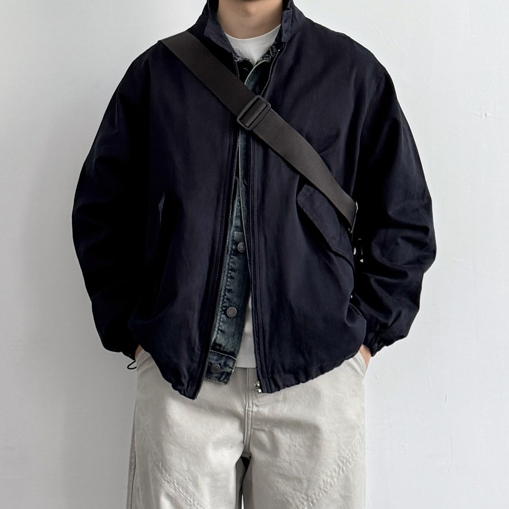 ONUN 复古水洗棉质立领工装夹克百搭春季新品宽松休闲纯色M51外套