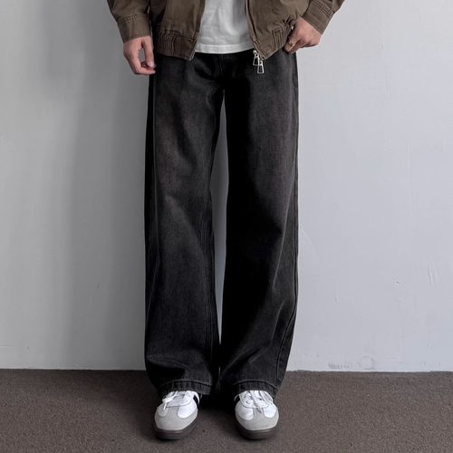 ONUN复古砂洗做旧直筒牛仔裤