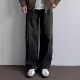 宽松阔腿松弛感休闲长裤 ONUN美式 复古砂洗黑灰色做旧直筒牛仔裤 潮