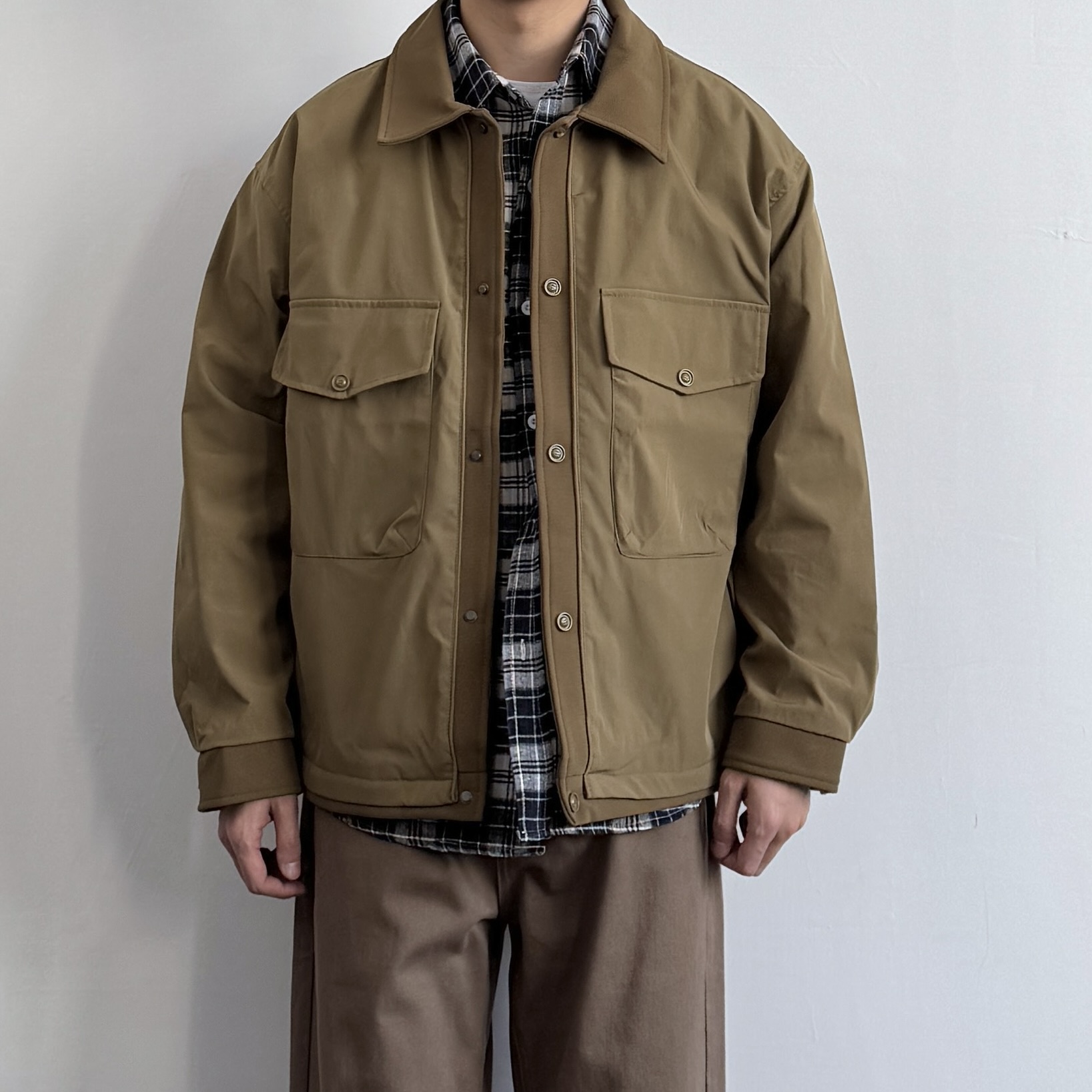 美式复古翻领双口袋工装夹克