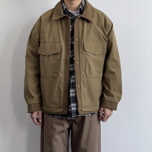 复古翻领双口袋工装 美式 夹克宽松休闲百搭纯色外套潮 新款 ONUN春季