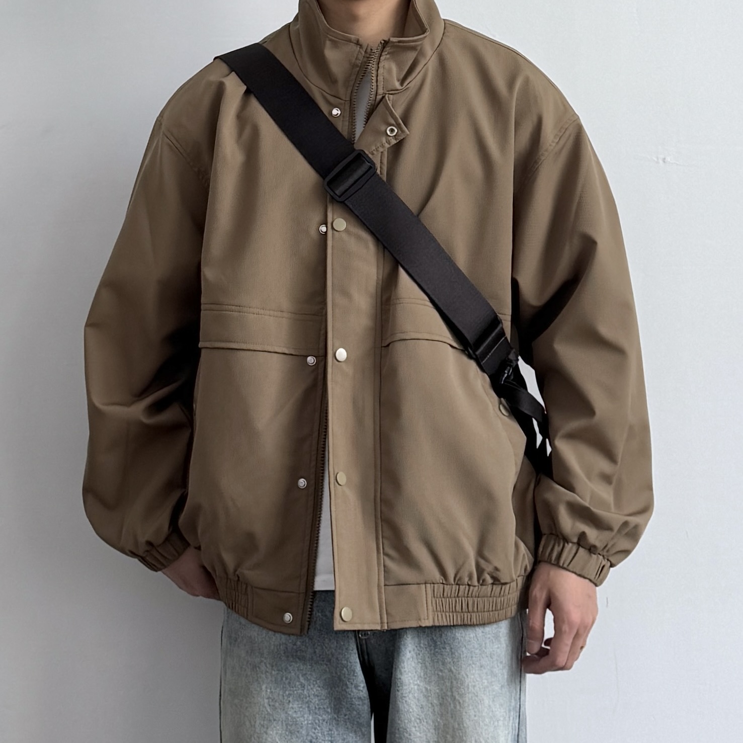 复古宽松立领工装夹克