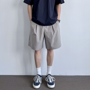 男生百搭松紧腰抽绳宽松直筒五分裤 ONUN复古轻薄速干运动短裤 夏季