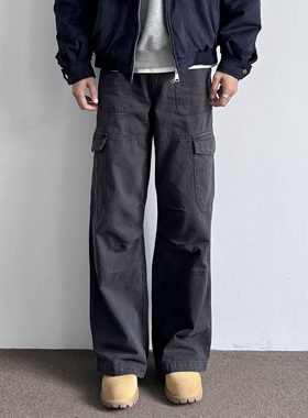 ONUN 美式复古水洗做旧多口袋直筒工装裤宽松百搭休闲棉质长裤潮
