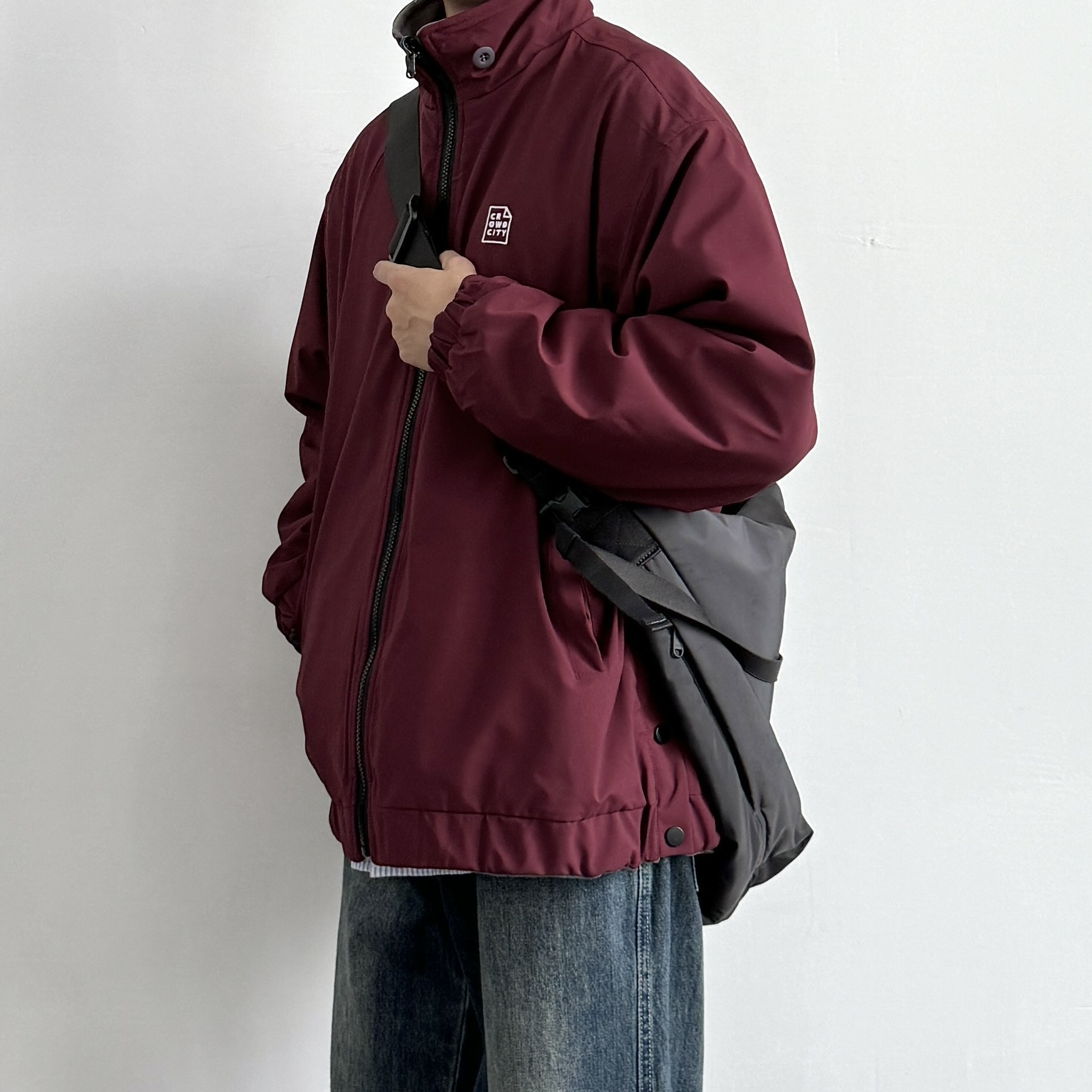 纯色立领复古双面两穿秋冬棉服