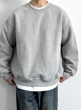 ONUN 重磅420g简约基础宽松圆领卫衣春秋复古长袖套头运动衫上衣