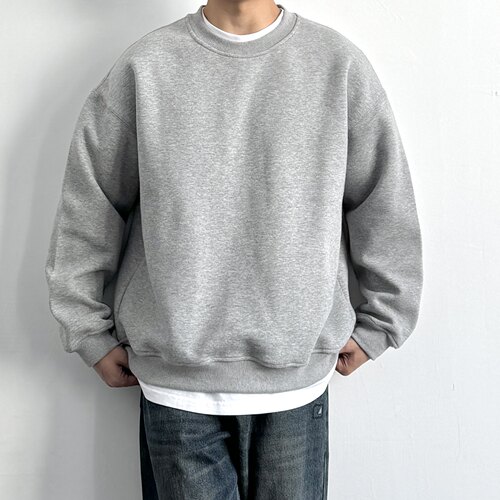 ONUN 重磅420g简约基础宽松圆领卫衣春秋复古长袖套头运动衫上衣 - 封面