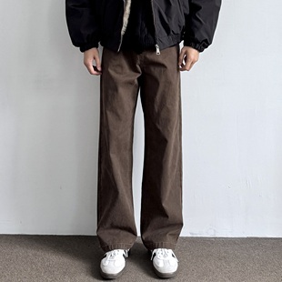 百搭休闲显高显瘦纯色长裤 ONUN 裤 复古水洗棉质宽松直筒工装 美式