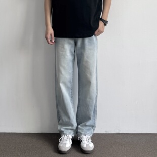 显高显瘦浅蓝色长裤 宽松直筒休闲裤 凉感牛仔裤 ONUN莱赛尔纤维薄款