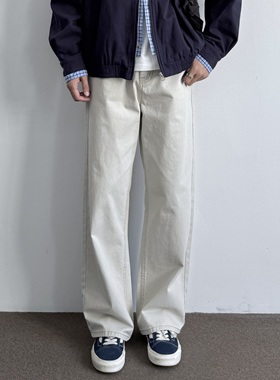 ONUN 日系复古宽松休闲直筒裤简约百搭水洗做旧棉质工装长裤男潮