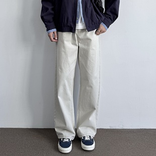 长裤 简约百搭水洗做旧棉质工装 男潮 日系复古宽松休闲直筒裤 ONUN