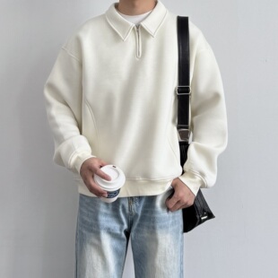 高级感百搭男生宽松休闲套头衫 ONUN 简约复古空气层翻领卫衣新款