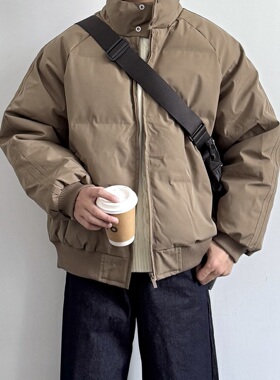 ONUN日系纯色复古防风立领宽松棉服休闲百搭插肩袖高级感保暖外套