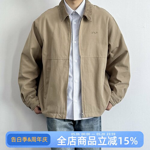 ONUN复古水洗灯芯绒翻领工装夹克