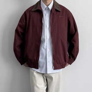 ONUN 复古水洗哈灵顿夹克春秋休闲百搭cleanfit老钱翻领外套 美式