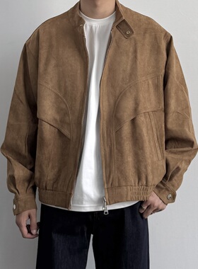 ONUN美式复古麂皮绒立领哈灵顿夹克秋冬男休闲宽松座山雕外套棉服