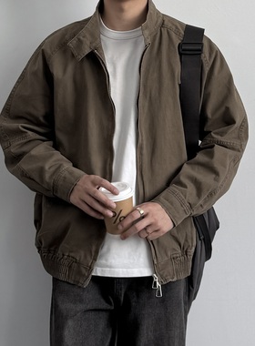ONUN美式复古水洗棉质立领工装夹克秋季美拉德宽松休闲哈灵顿外套