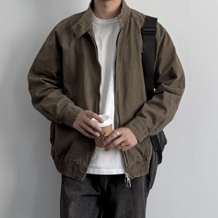 美拉德宽松休闲哈灵顿外套 夹克秋季 ONUN美式 复古水洗棉质立领工装