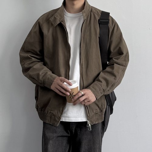 ONUN美式复古水洗棉质立领夹克