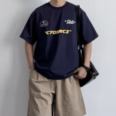 男生宽松百搭短袖 ONUN美式 复古休闲英文印花圆领T恤夏季 tee潮流行