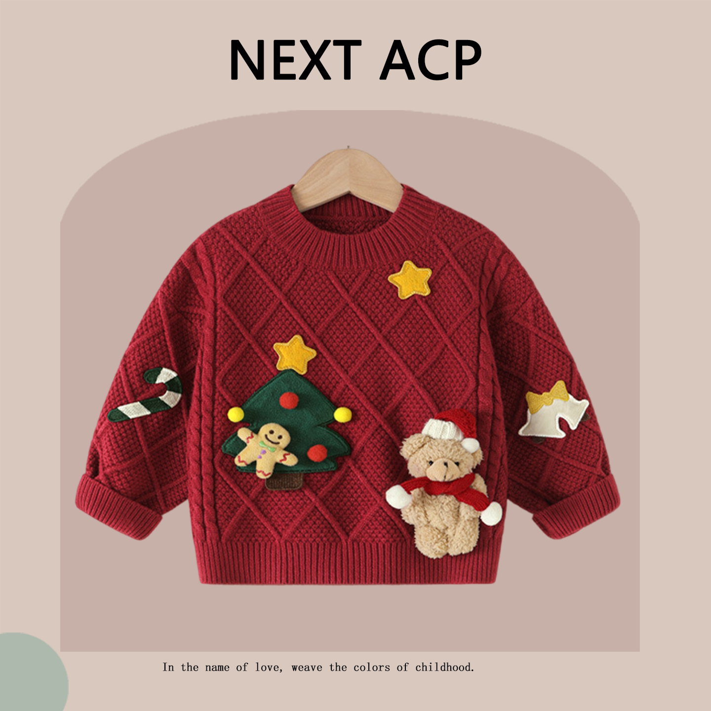 英国NEXT ACP圣诞节女宝宝加厚毛衣秋冬季男童红色针织衫保暖上衣