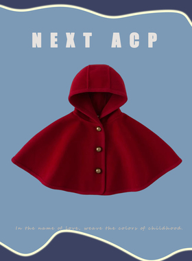 英国NEXT ACP秋冬女童外出衣服宝宝保暖防风斗篷儿童红色披风外套