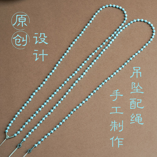 绿松石手工吊坠挂绳古法绕线手作复古国风玉石唐卡金锁配链2024新