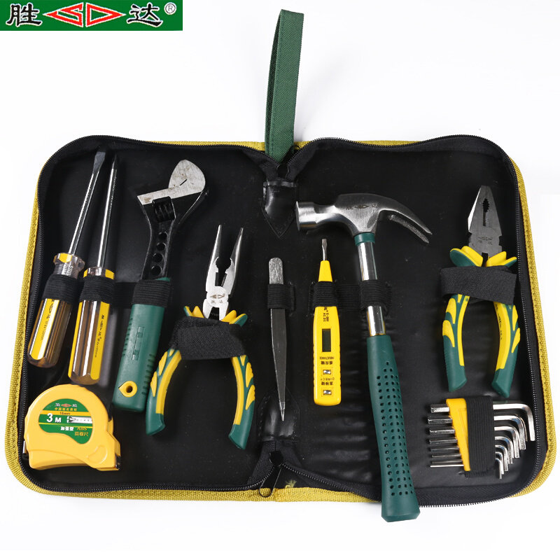 胜达工具套装17件多功能工具箱工具组合套装维修工具电工木工包