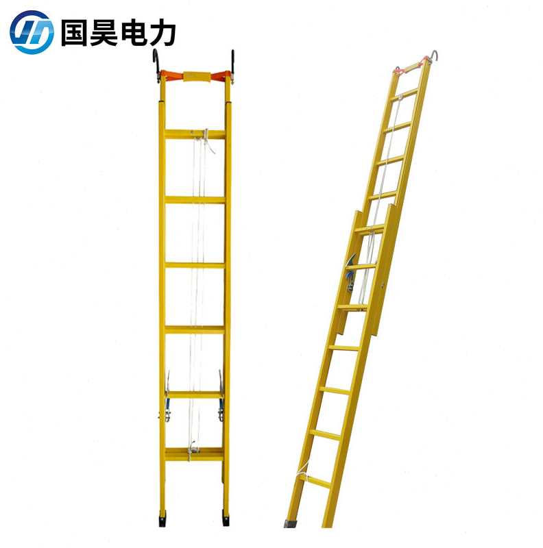 国昊电力7米绝缘单伸缩梯缩回42米绝缘梯直梯单梯电工玻璃钢伸缩