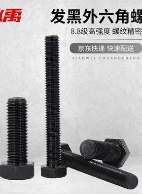 冰禹BY50588级高强度外六角螺栓黑色高强六角螺丝螺栓M830200