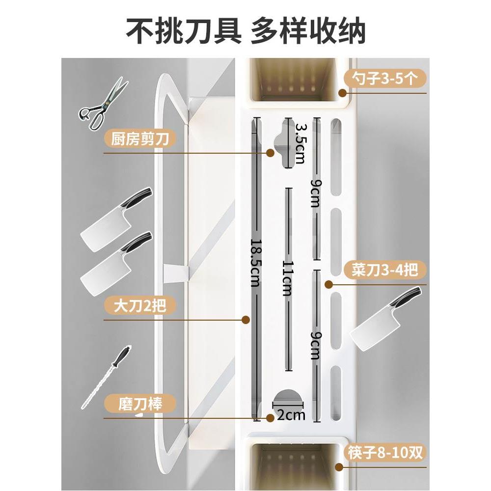 厨房刀架置物架壁挂刀具收纳筒台面款菜刀插刀架子放砧板筷笼一体图片