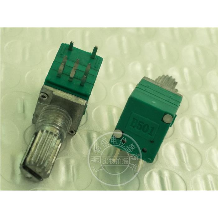 RK097G 双联带开关电位器B500欧 B501 柄长15MM花