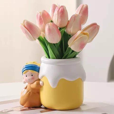 可爱戴珍珠耳环少女花瓶摆件客厅插花办公桌面高级感装饰生日礼物,ZIPPO/瑞士军刀/眼镜,酒具,淘宝优惠券,粉丝福利购,淘宝优惠卷