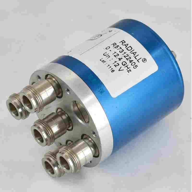 雷迪埃R573122405射频同轴开关N接口SP4T单刀四掷0-12.4GHz DC12V