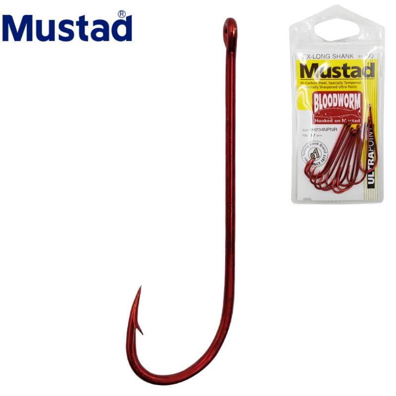 Mustad慕斯达长柄活饵血虫钩沉底钓钩黑鲷矶钓海钓黄鳝鳗鱼鲳鱼钩