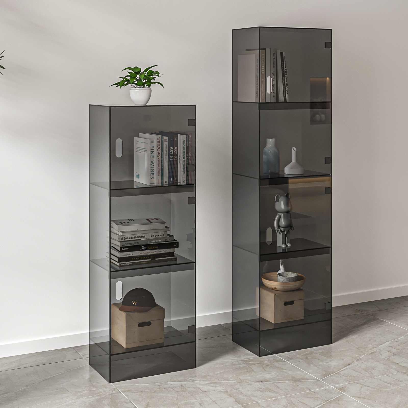 轻奢亚克力防尘书柜带门置物架