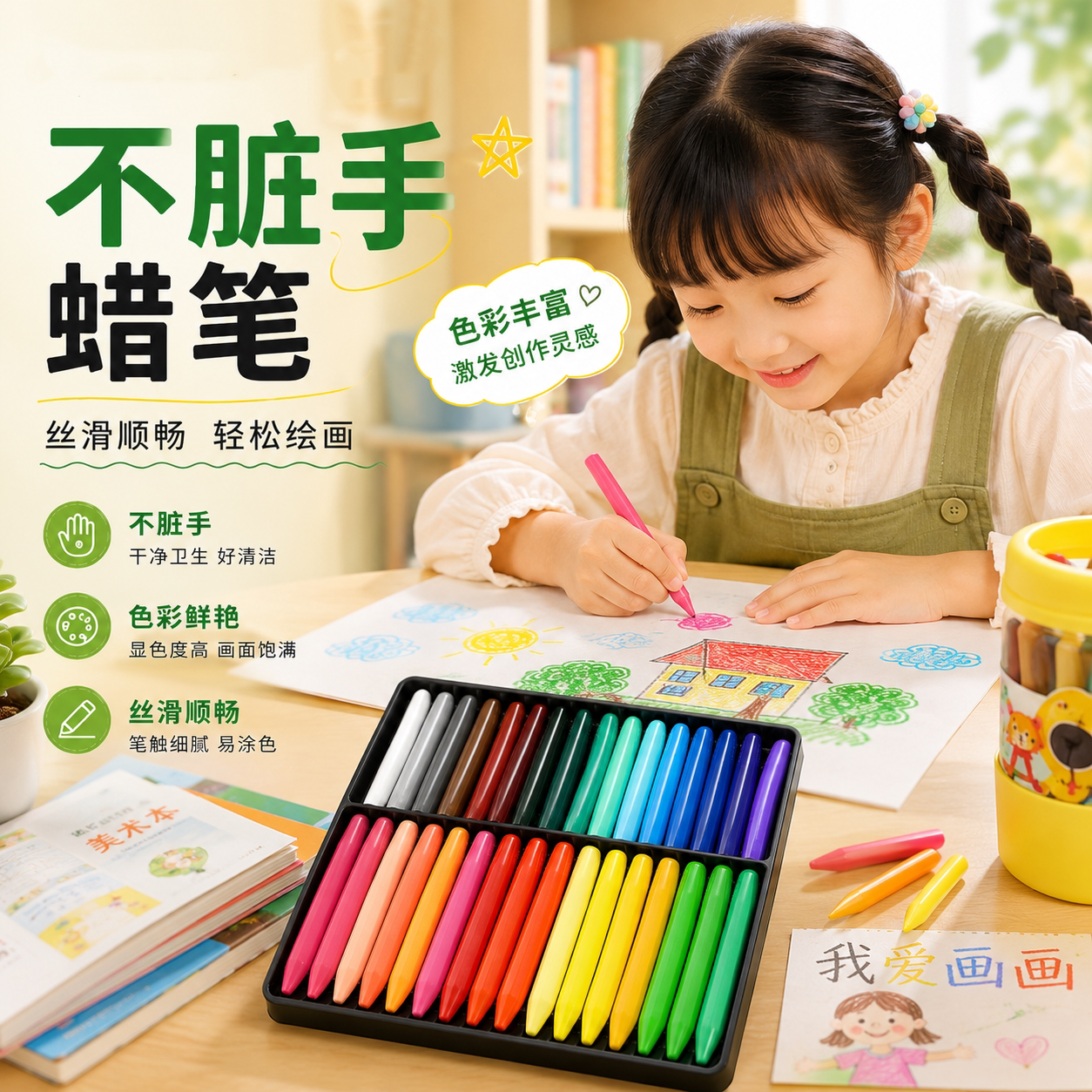 学生36色油画棒不脏手蜡笔画笔图片