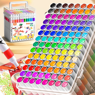 百知丙烯马克笔120色小学生专用水彩笔可水洗不透色可叠色彩色笔美术生画画笔丙烯笔幼儿园初中生涂鸦绘画笔