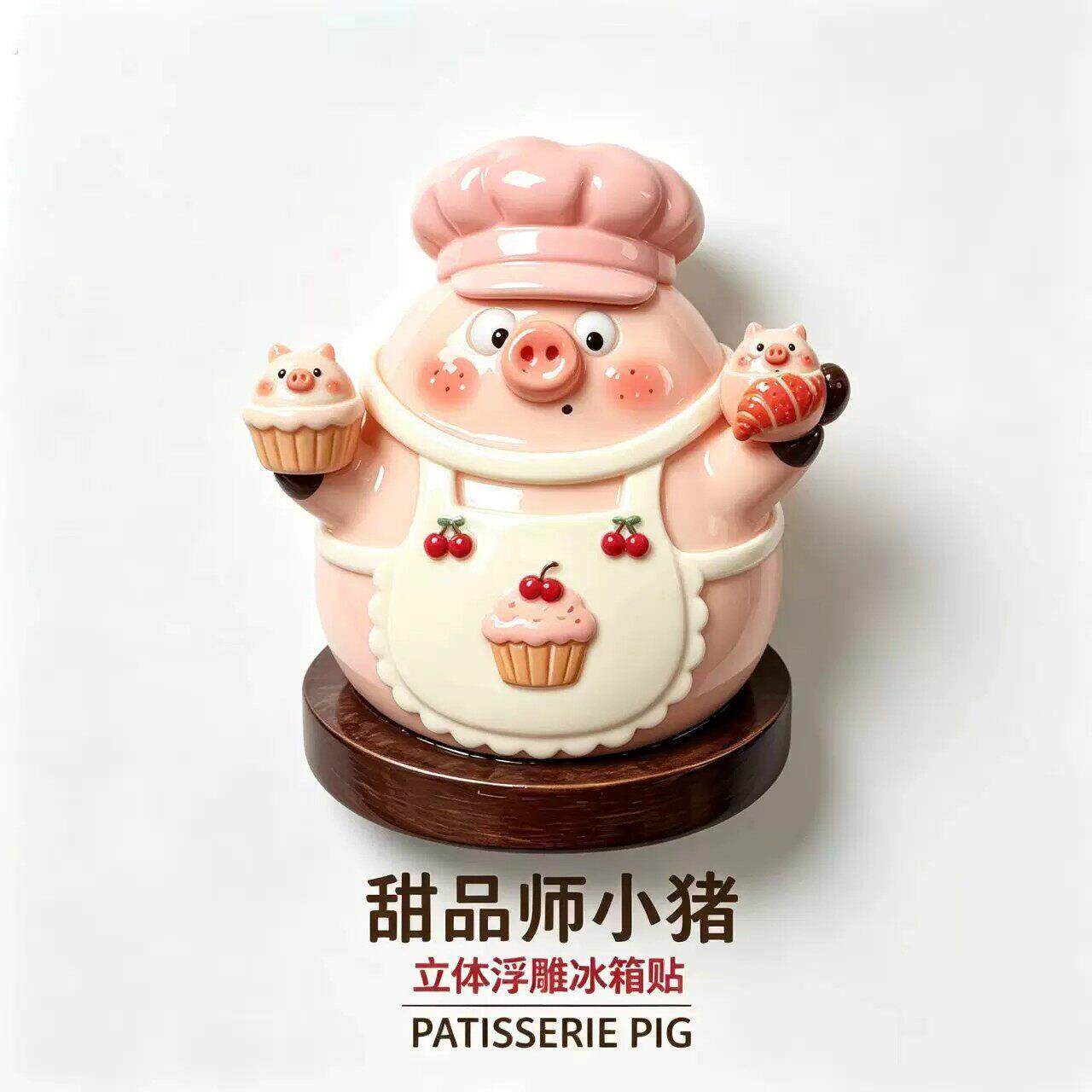 【甜品猪猪】立体树脂浮雕冰箱贴创意纪念品个性装饰品可爱磁吸式