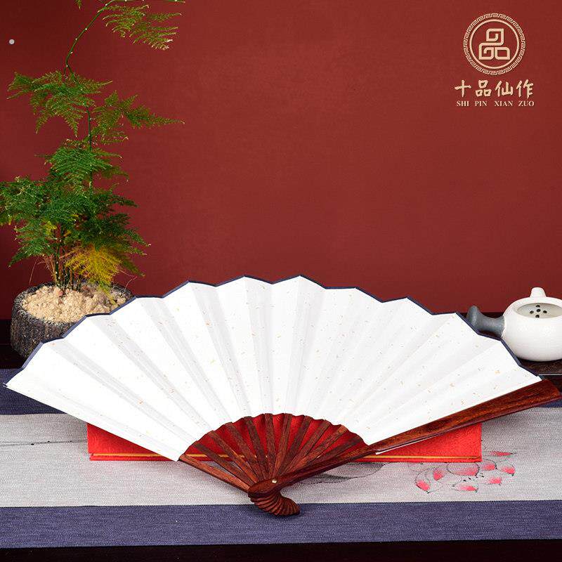 小叶紫檀折扇印度中国古风公子扇汉服夏季空白君子扇红木文玩扇子