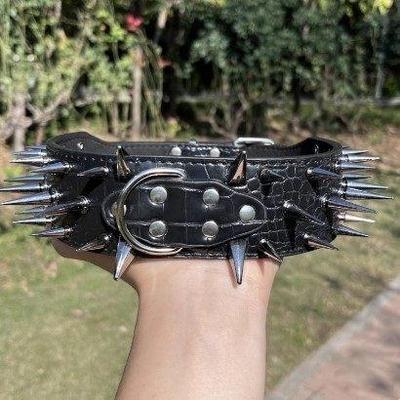 中大型犬铆钉狗项圈恶霸卡斯罗刺钉脖圈牧羊犬防咬脖子尖钉狗脖套