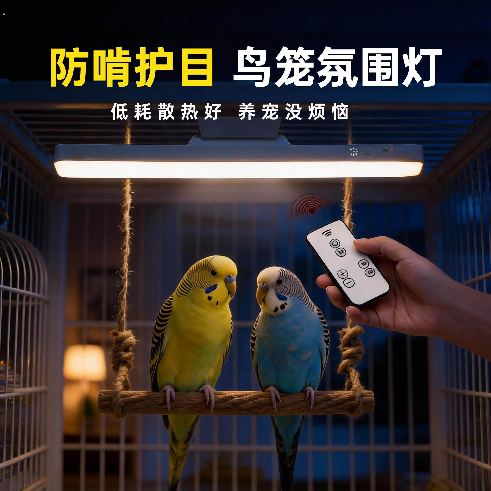 鸟笼氛围灯鹦鹉小夜灯照明磁吸鸟笼灯虎皮玄凤三档色温耐啃防炸笼