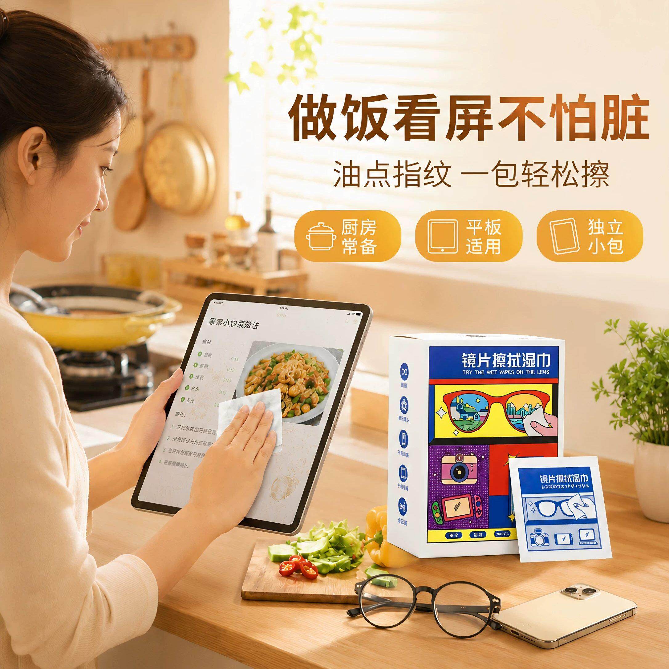 擦眼镜专用清洁湿巾一次性手机电脑屏幕清洁布擦拭眼镜布擦镜湿纸