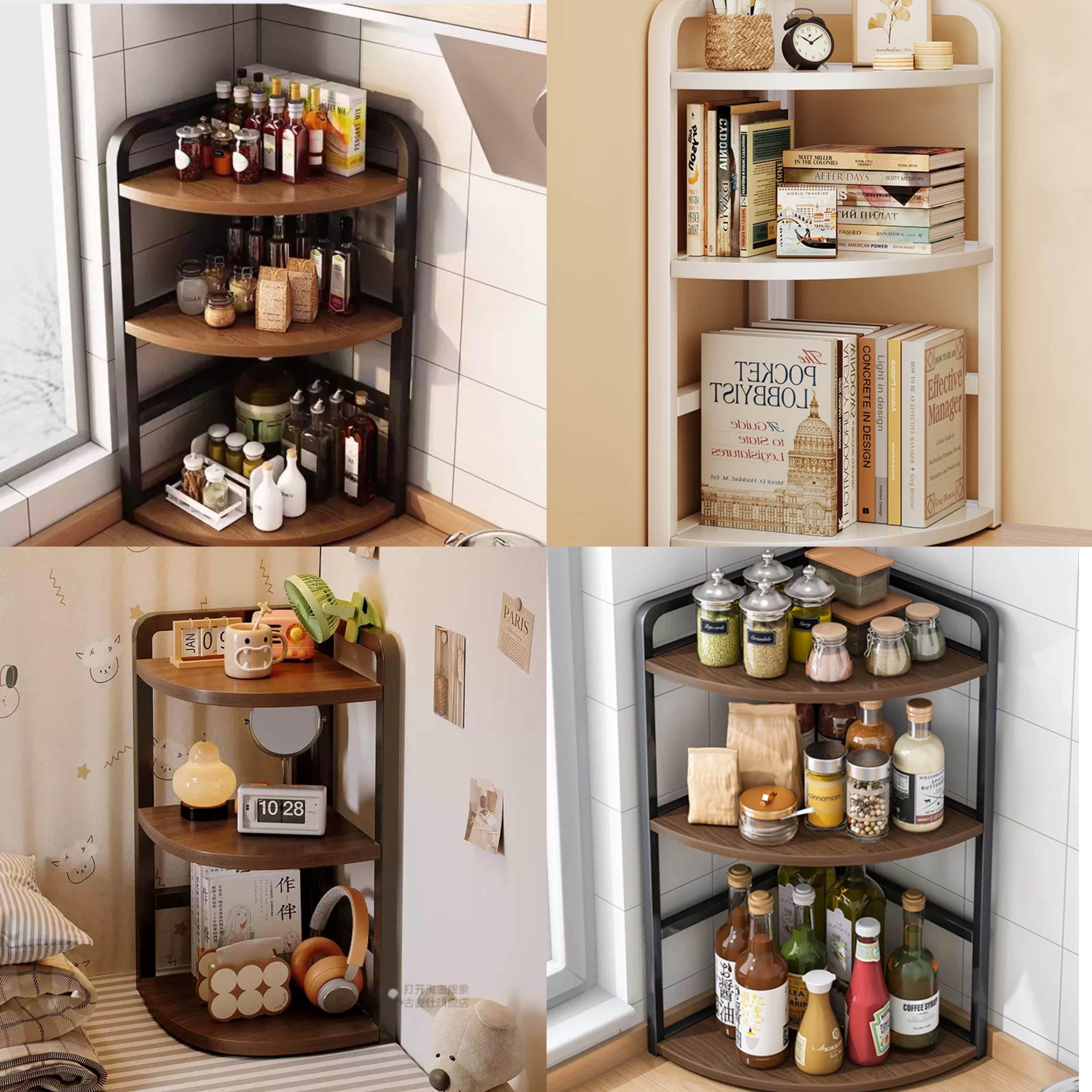 办公桌置物架桌面收纳简易工位书桌上转角小书架办公室靠墙三角柜