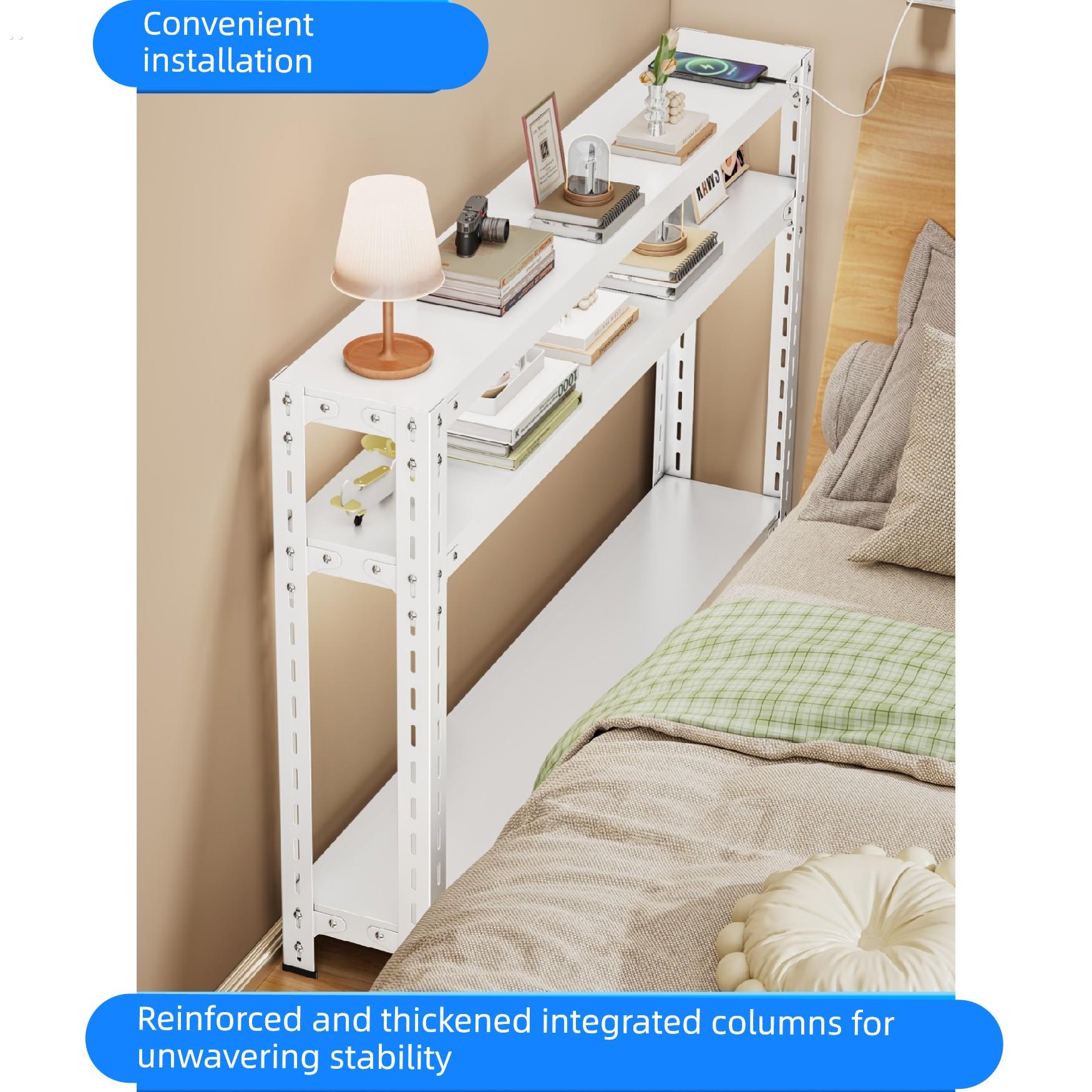 床边窄夹缝柜卧室床尾置物架落地收纳柜靠墙一字长条桌墙边小窄桌