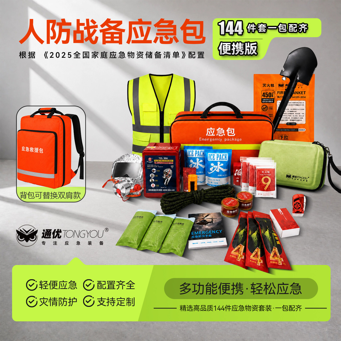 家庭应急防灾物资包人防战备图片
