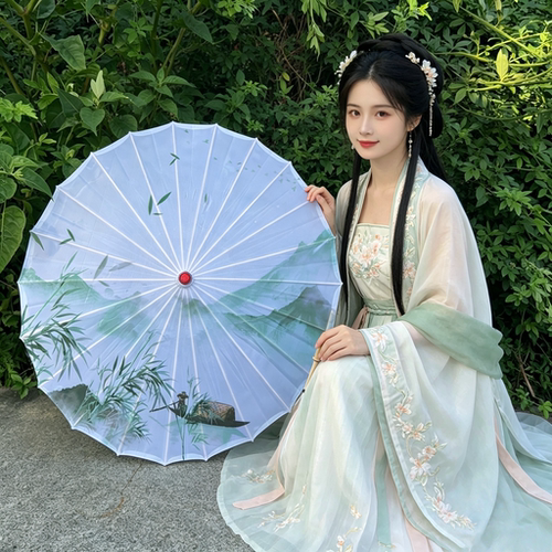 中号70CM新款油纸油纸伞古风道具绸布印花伞装饰遮阳伞摄影走秀伞