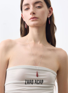 ZHAO ACAP原创设计百里香耳环红色珐琅项链