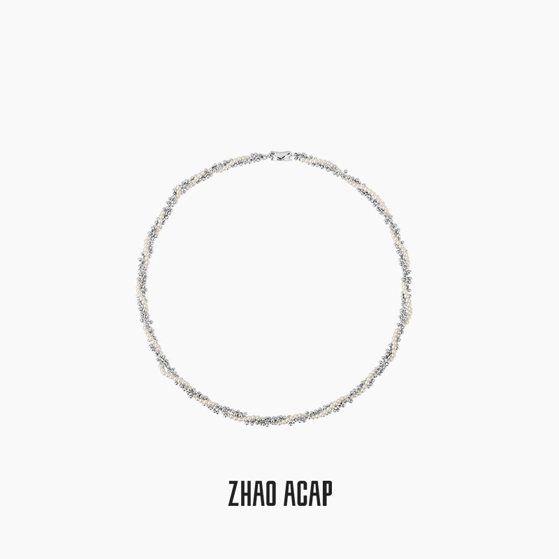 ZHAO ACAP细碎花椒缠绕珍珠项链锁骨链
