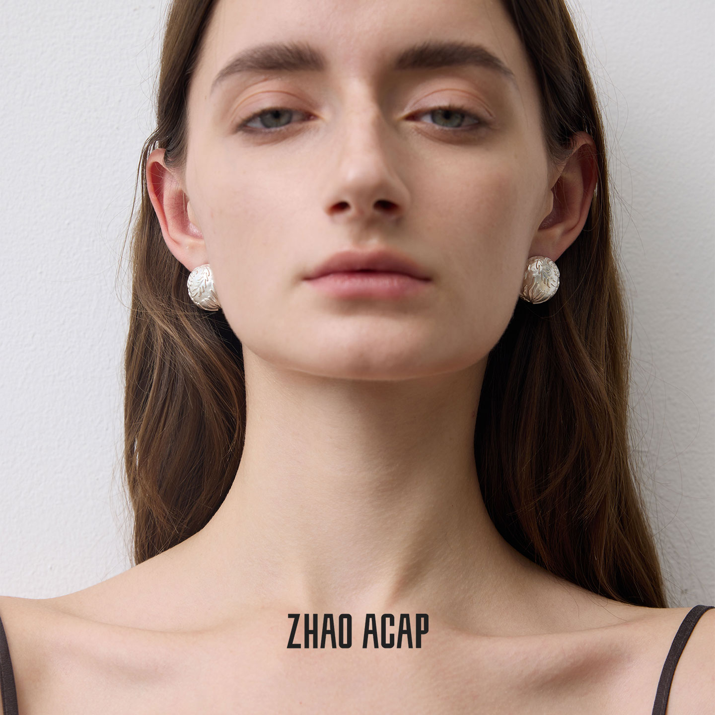 ZHAO ACAP原创设计野百合与迷迭香浮雕半球耳钉